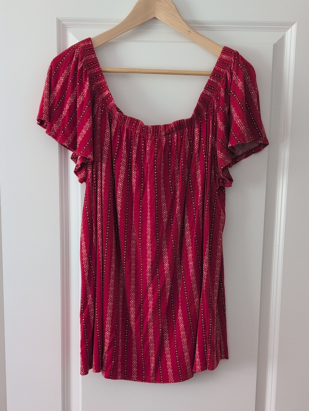 torrid Red Off-Shoulder Flutter Sleeve Tunic